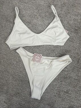 Ivory Bikini Set - Simple Scoop Top & High-Cut Bottoms
